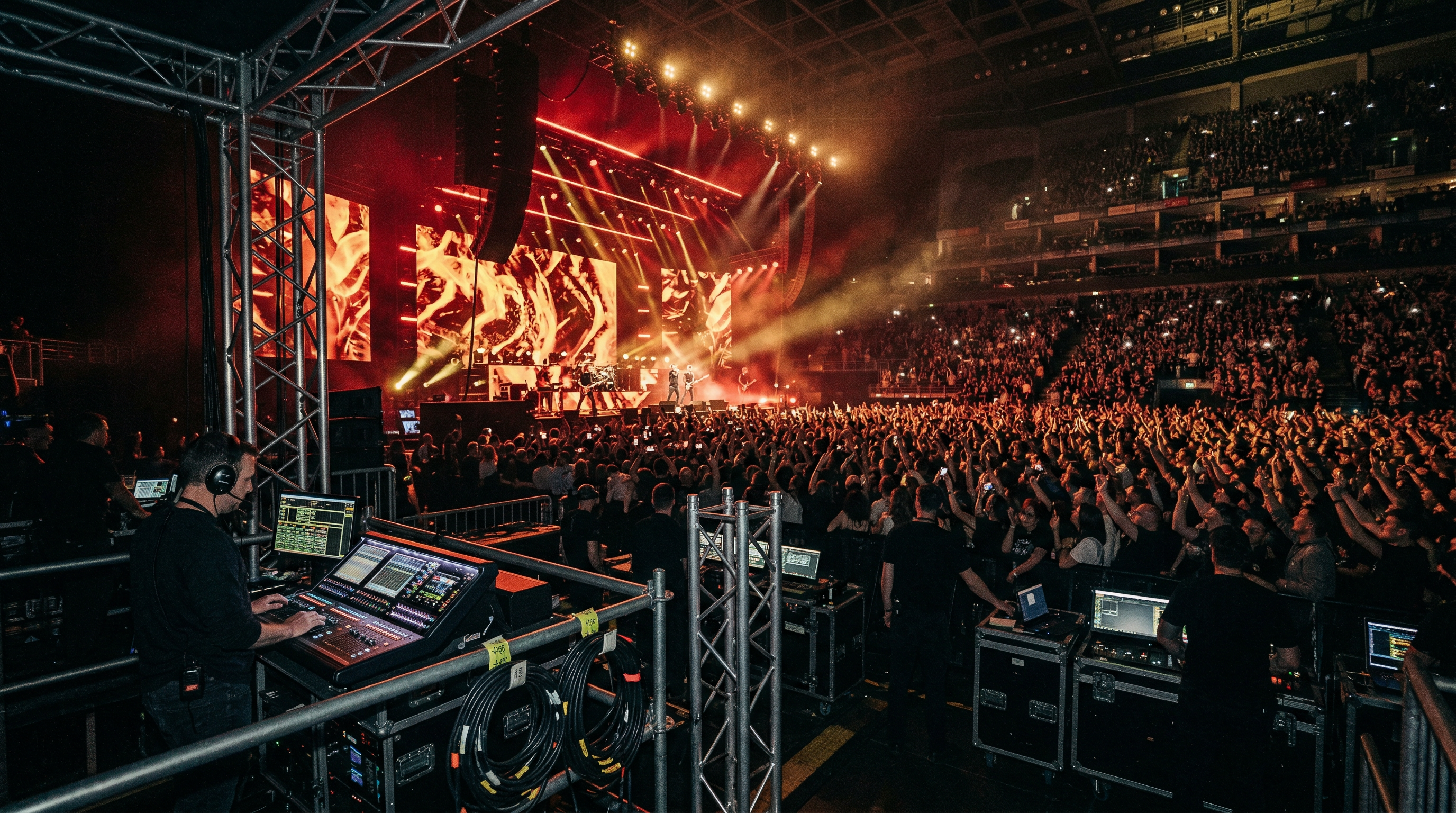 Backstage perspective of a major live entertainment production